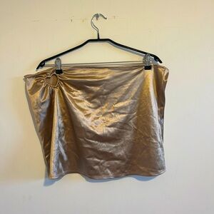 Gold H&M satin skirt with heart cut out